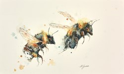 Two Bumbles by Amanda Gordon - Original on Paper sized 18x12 inches. Available from Whitewall Galleries